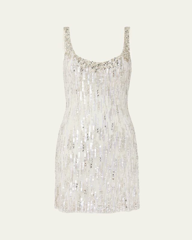 Shimmer Fringe Crystal Sequined Mini Dress